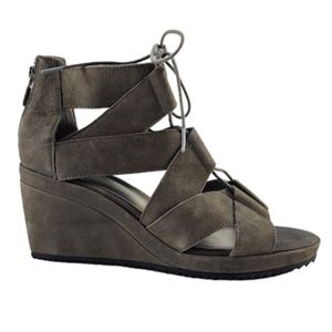 Eileen Fisher Dibs Gray Lace Up Wedge Sandals